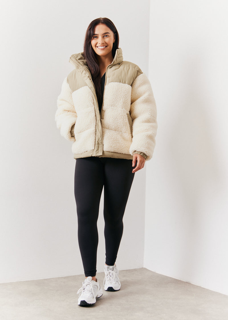 Borg Contrast Puffer Coat