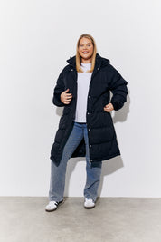 Hooded Longline Popper Puffer Coat