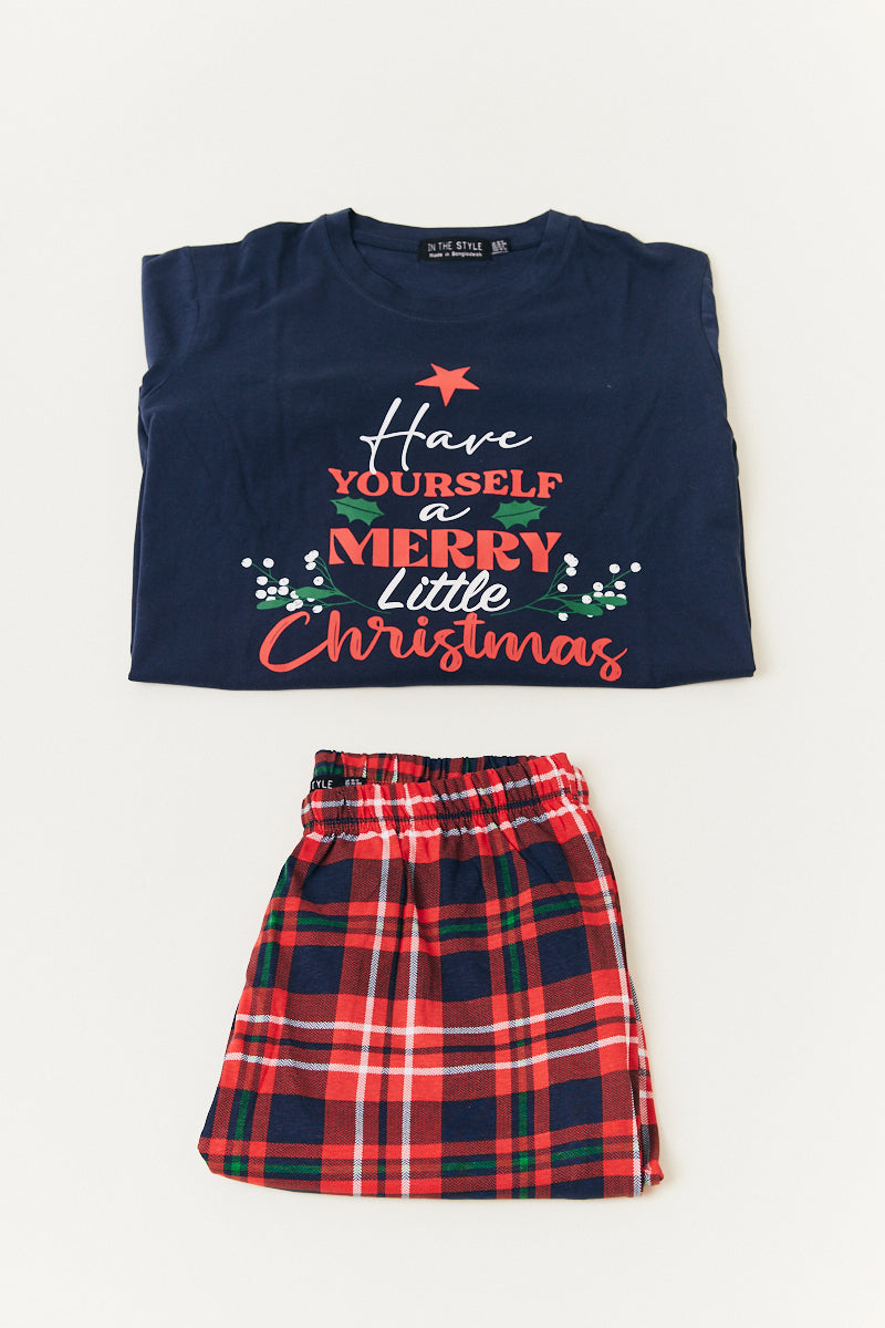 Ladies Slogan Print Matching Family Pyjama Set