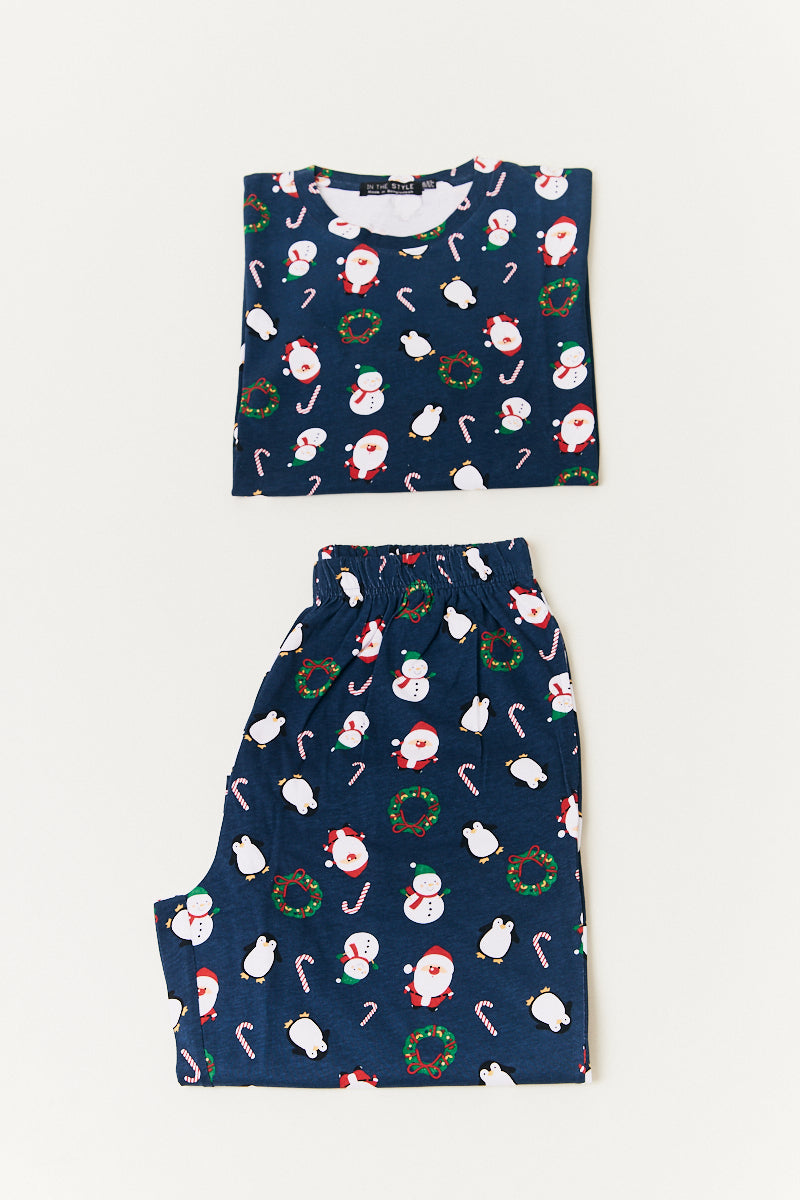 Ladies Festive Print Matching Family Pyjama Set
