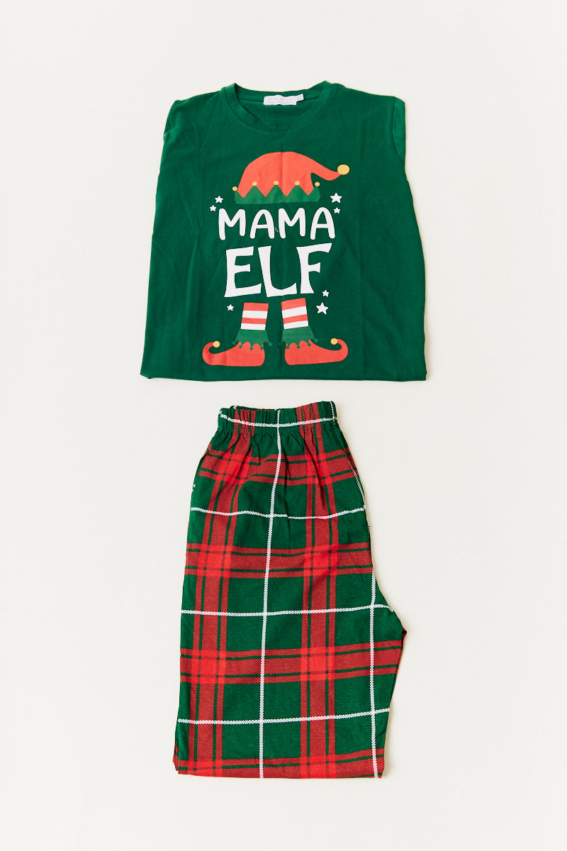 Ladies Elf Print Matching Family Pyjama Set
