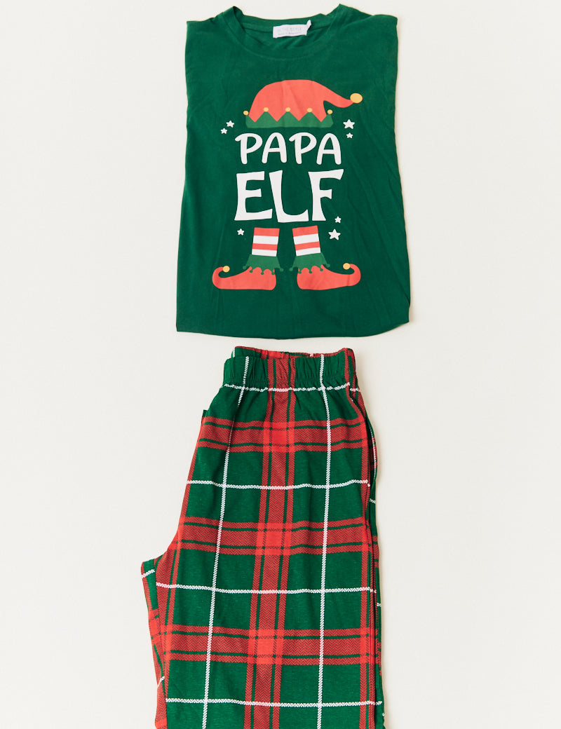 Mens Elf Print Matching Family Pyjama Set