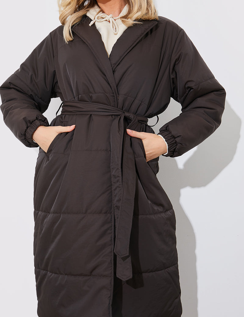 Quilted Wrap Puffer Coat