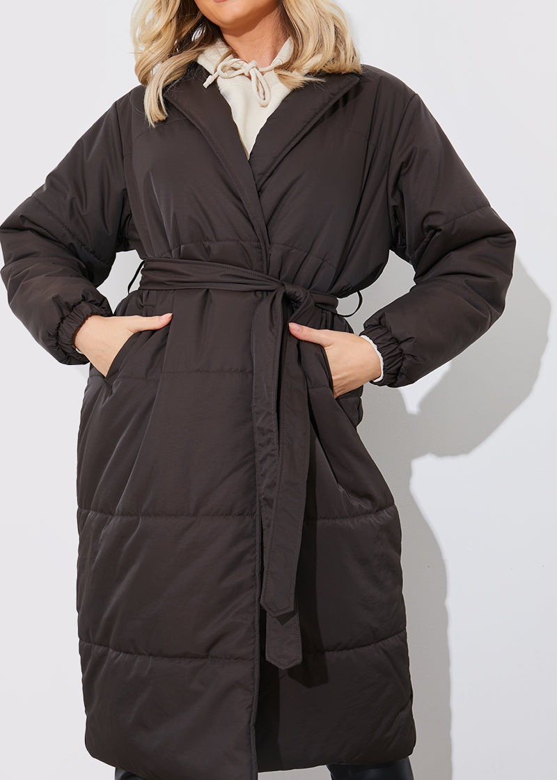 Quilted Wrap Puffer Coat