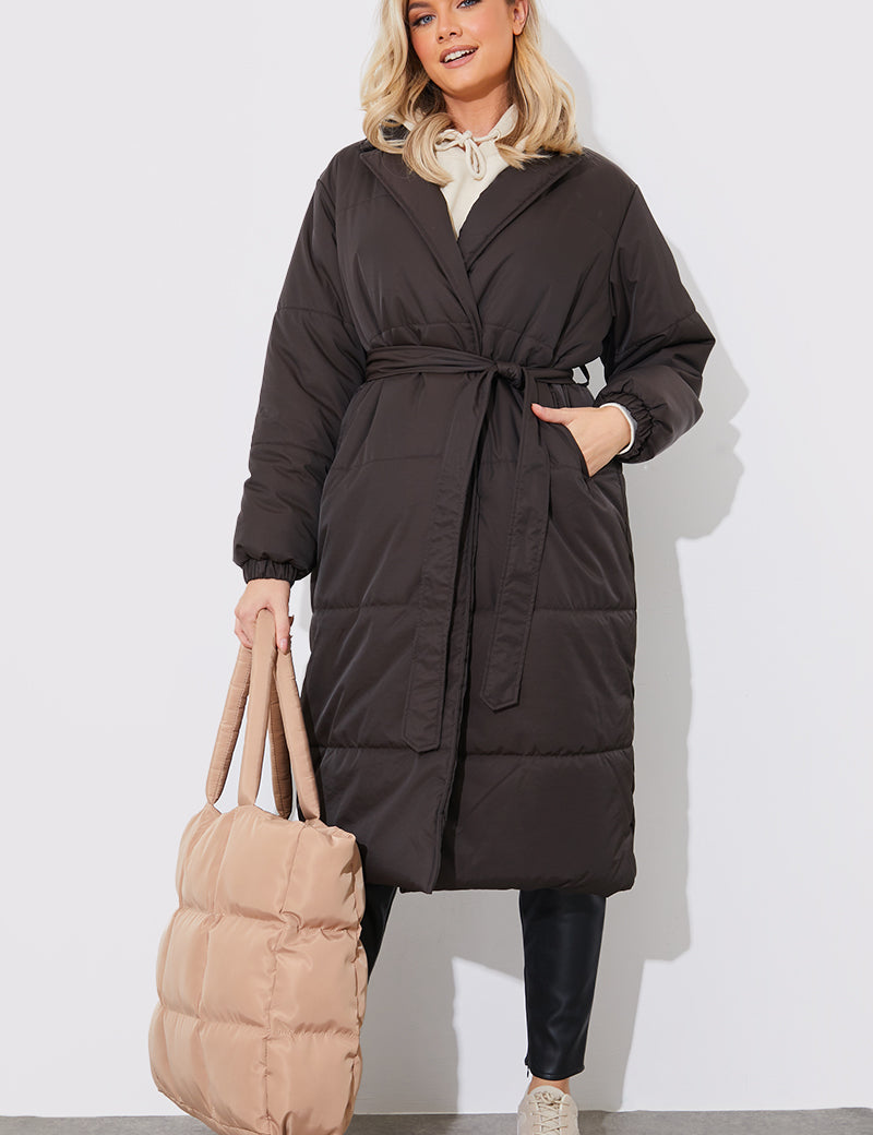 Quilted Wrap Puffer Coat