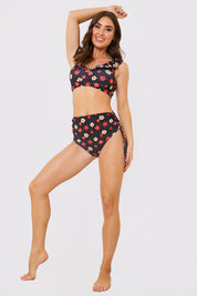 Floral Print Drawstring Bikini Bottom