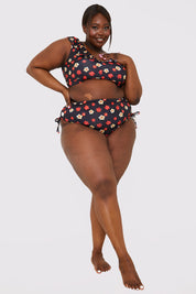 Floral Print Drawstring Bikini Bottom