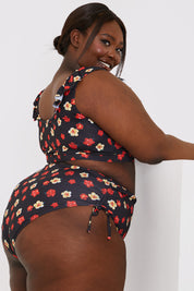 Floral Print Drawstring Bikini Bottom