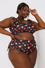 Floral Print Drawstring Bikini Bottom