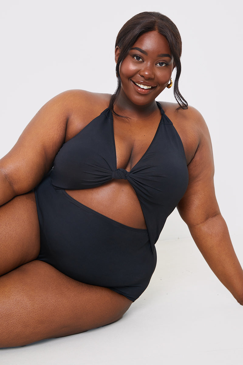 Control Knot Detail Cut Out Swimsuit