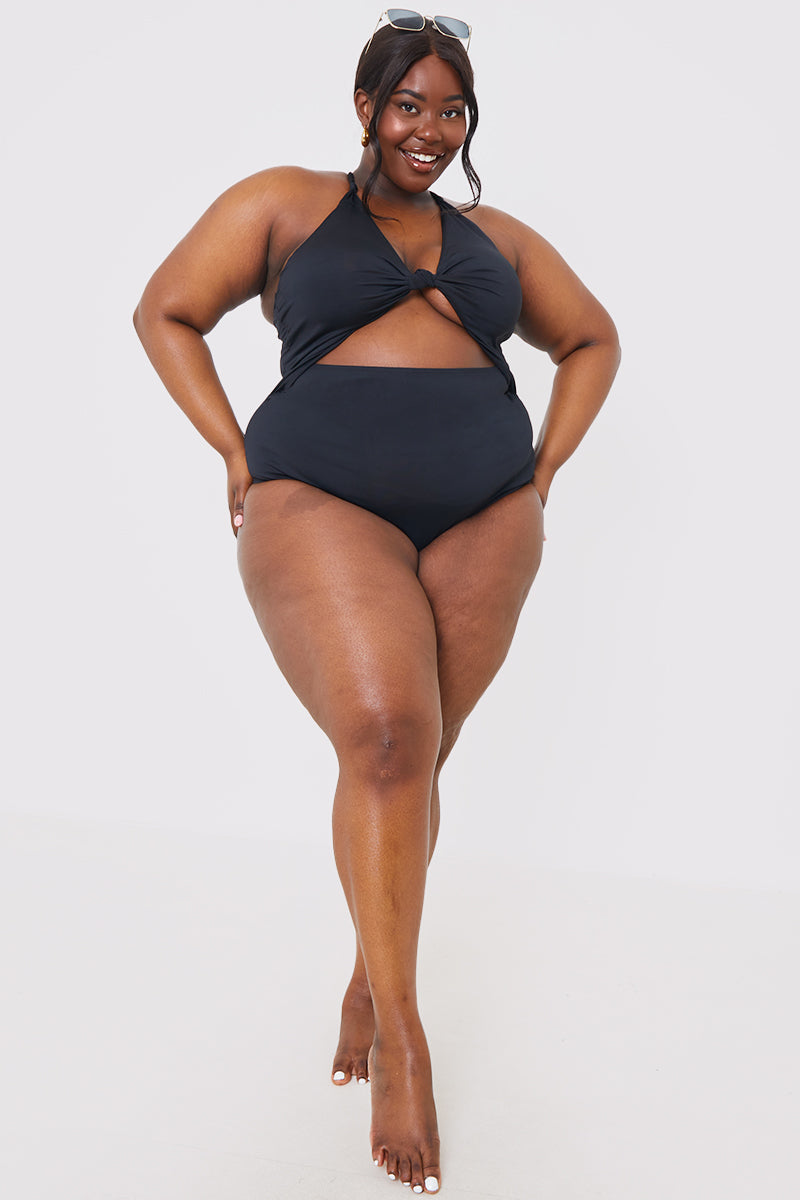 Control Knot Detail Cut Out Swimsuit