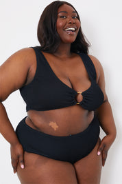 Control Textured High Waist Bikini Bottoms