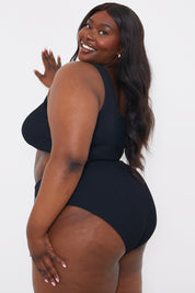 Control Textured High Waist Bikini Bottoms