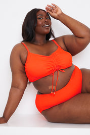 Ruched Front Crinkle Bikini Top