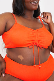 Ruched Front Crinkle Bikini Top