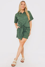 Crinkle Paper Bag Co-Ord Beach Shorts