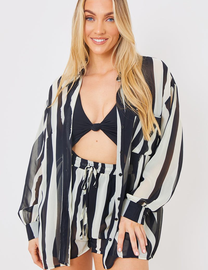 Abstract Chiffon Co-Ord Beach Shirt