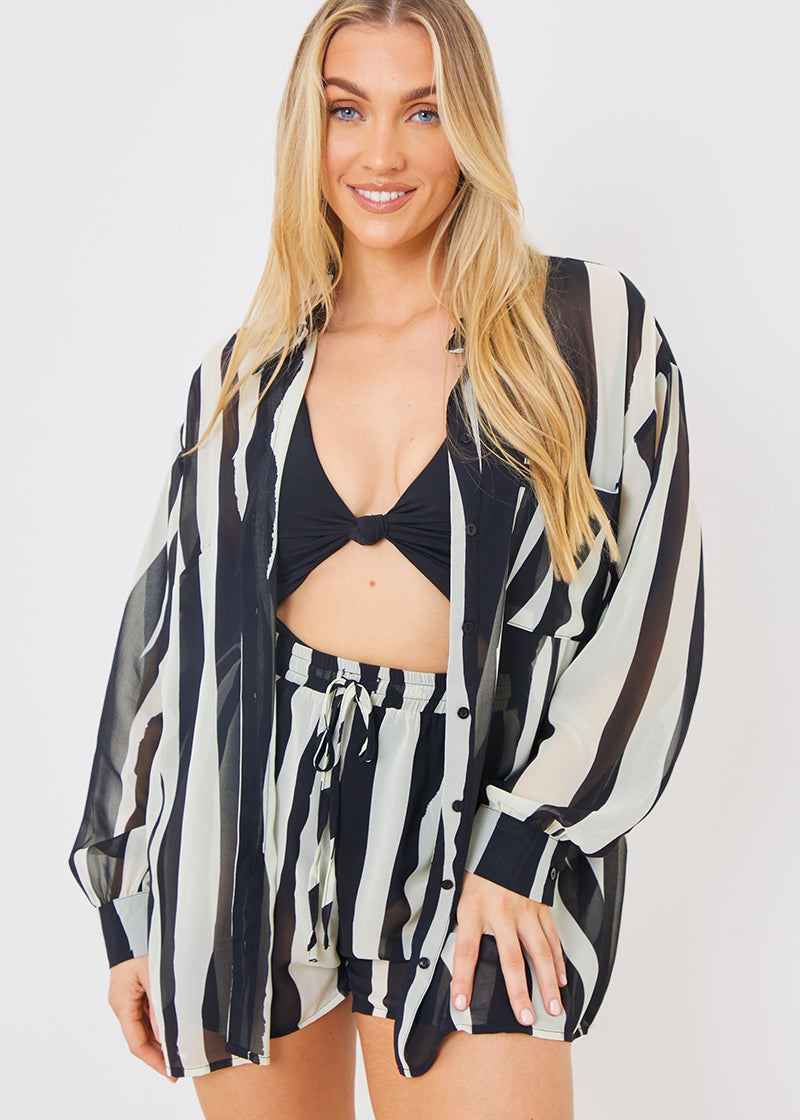 Abstract Chiffon Co-Ord Beach Shirt