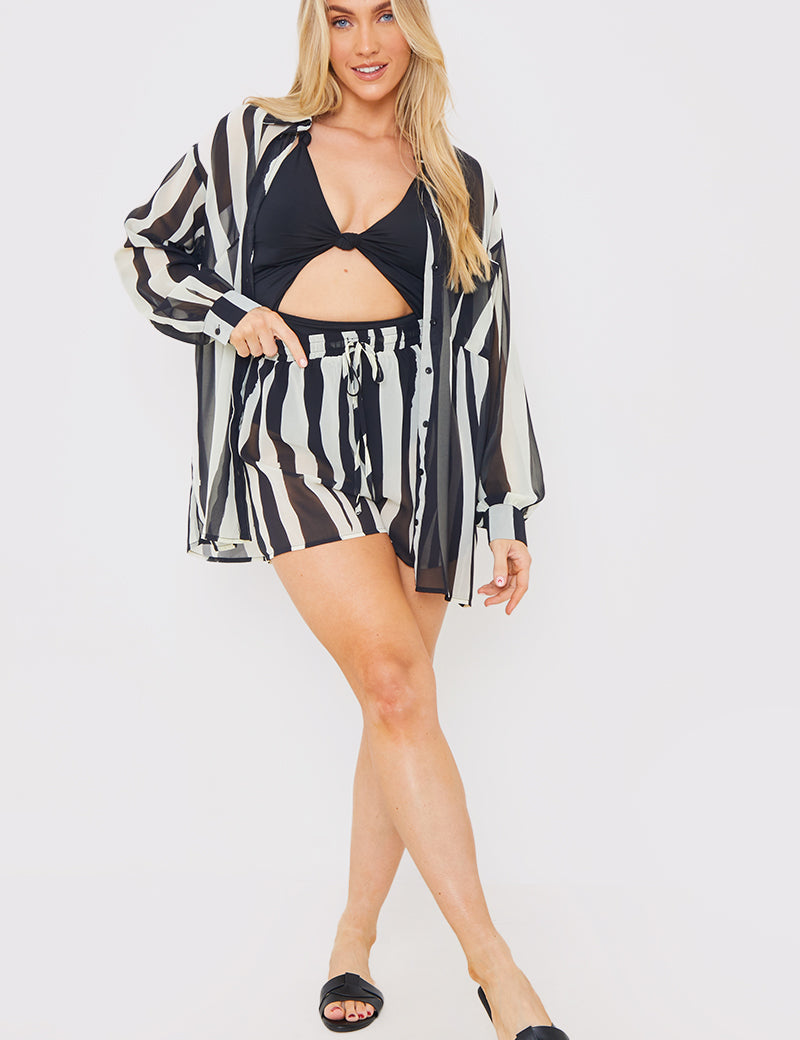 Abstract Chiffon Co-Ord Beach Shirt