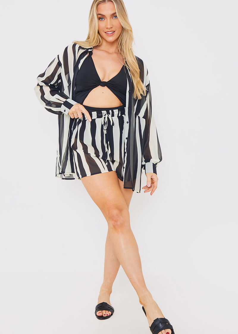 Abstract Chiffon Co-Ord Beach Shirt