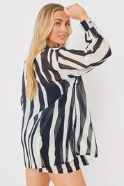 Abstract Chiffon Co-Ord Beach Shirt