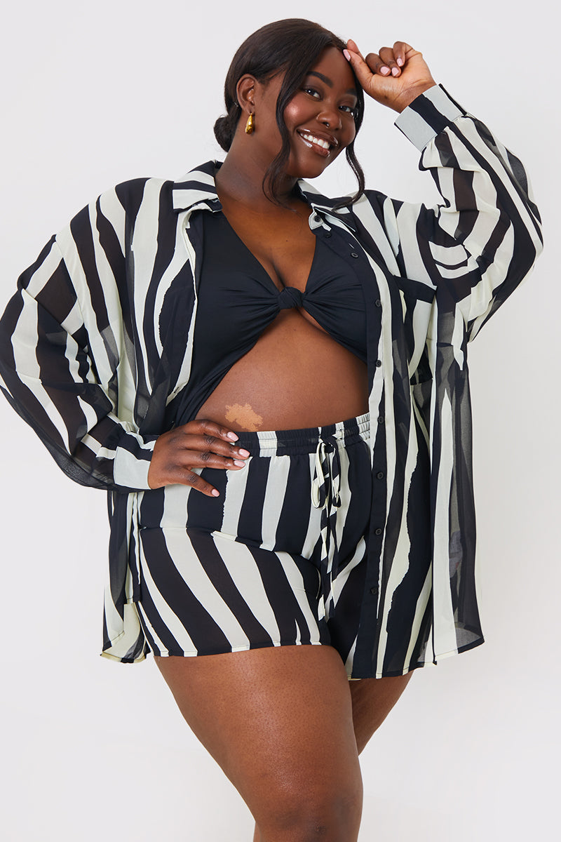 Abstract Chiffon Co-Ord Beach Shirt