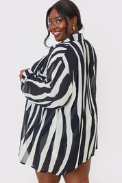 Abstract Chiffon Co-Ord Beach Shirt