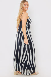 Abstract Print Front Cut Out Detail Maxi Dress