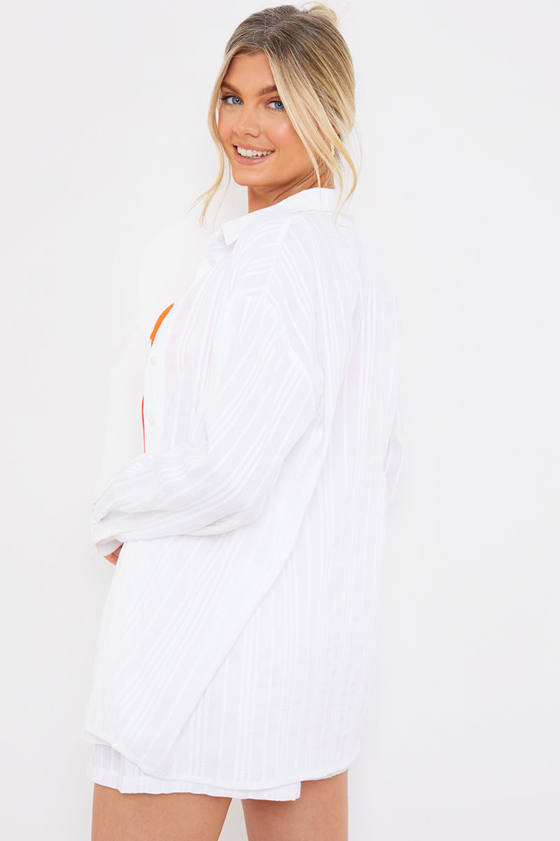 Textured Long Sleeve Co-Ord Beach Shirt