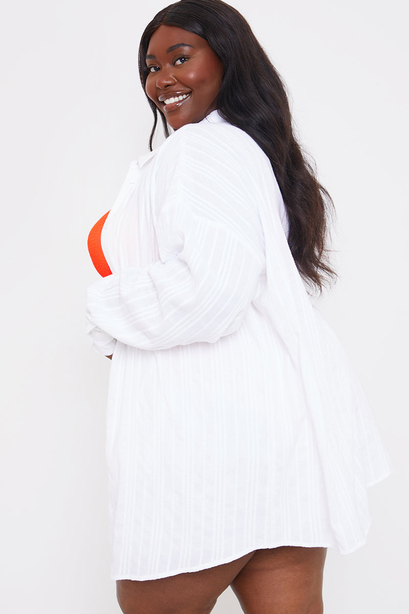 Textured Long Sleeve Co-Ord Beach Shirt