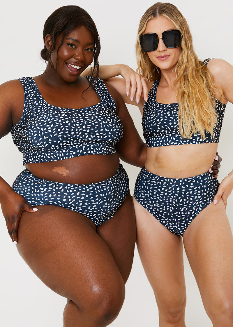 Smudge Spot Print High Waist Bikini Bottoms