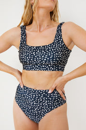 Smudge Spot Print High Waist Bikini Bottoms