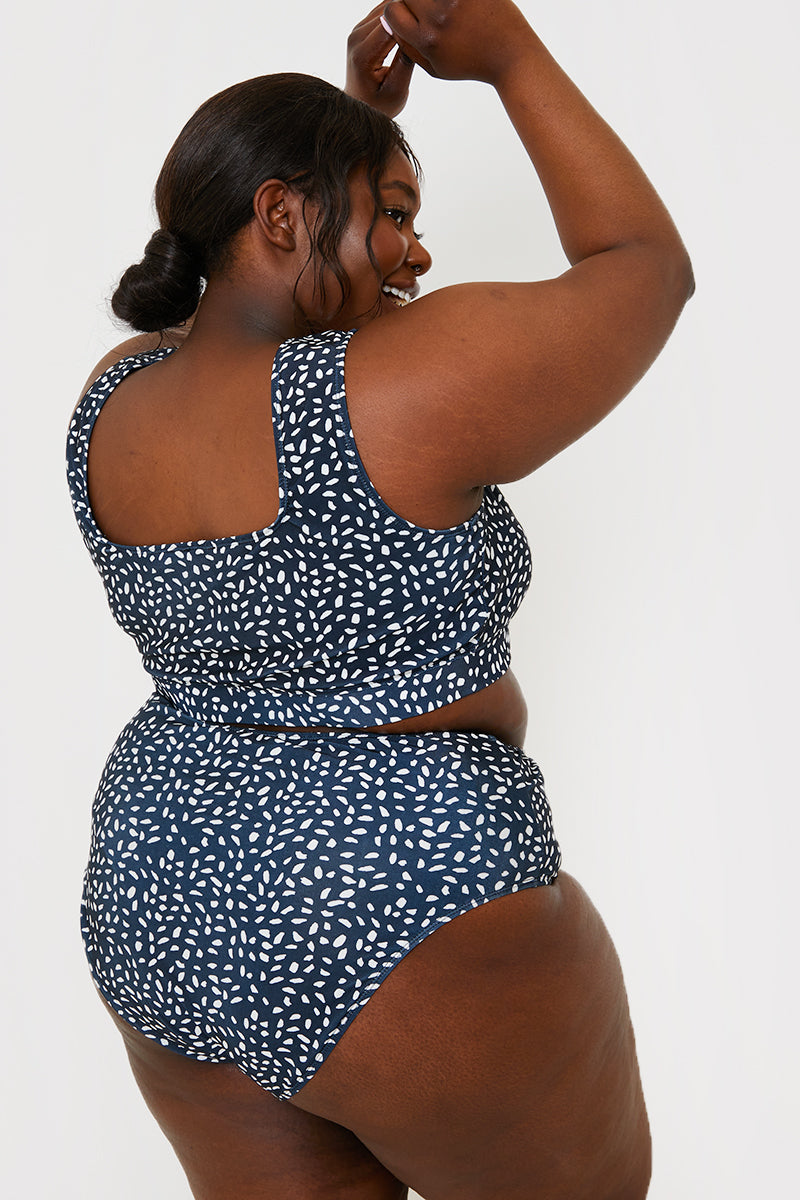 Smudge Spot Print High Waist Bikini Bottoms