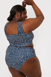 Smudge Spot Print High Waist Bikini Bottoms