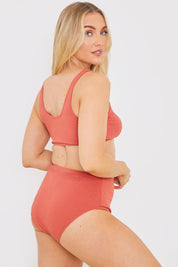Crinkle Front Tie Knot Detail Bikini Top
