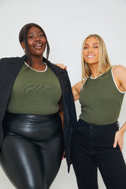 RIB CONTRAST BINDING BODYSUIT