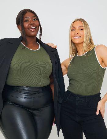 RIB CONTRAST BINDING BODYSUIT