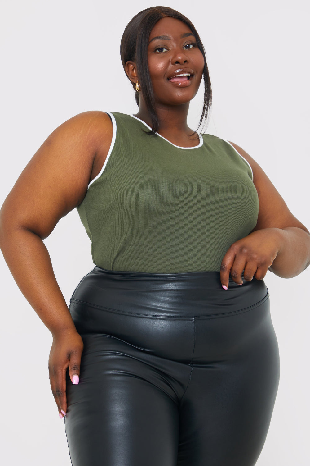 RIB CONTRAST BINDING BODYSUIT