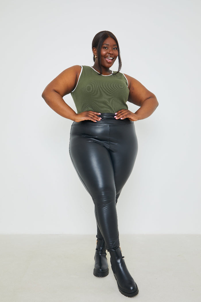 RIB CONTRAST BINDING BODYSUIT