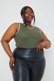 RIB CONTRAST BINDING BODYSUIT