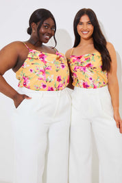 Floral Print Drape Bodysuit