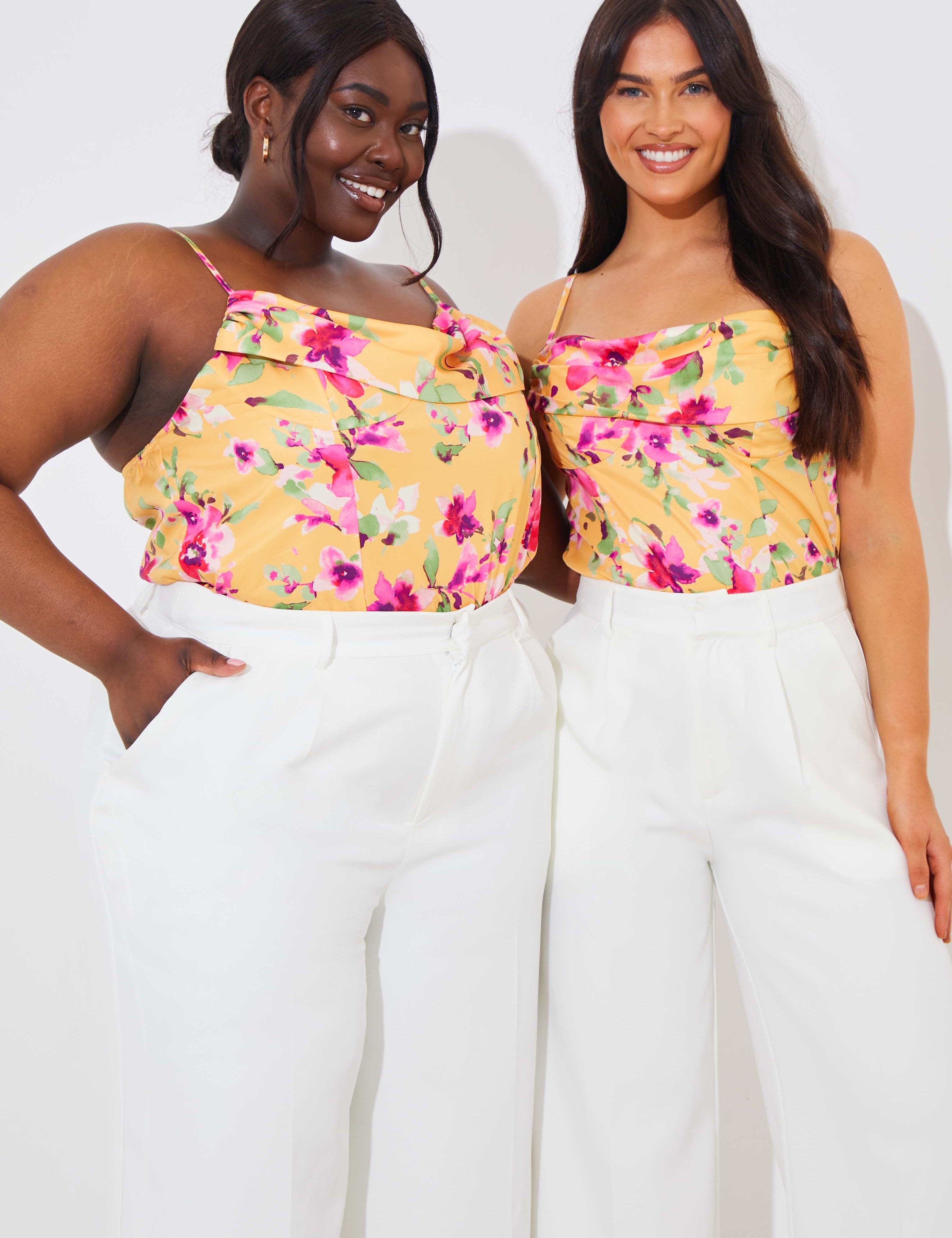 Floral Print Drape Bodysuit