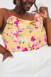 Floral Print Drape Bodysuit