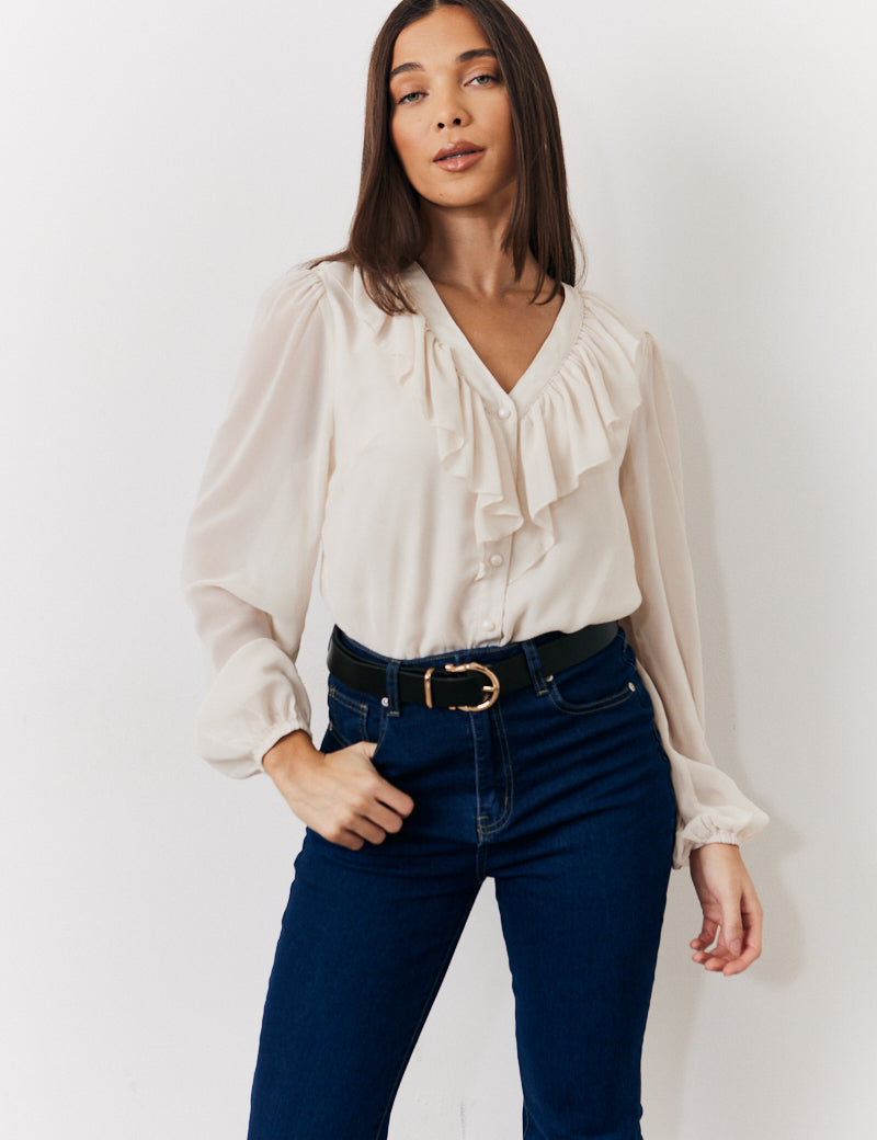 Button Front Frill Bodysuit