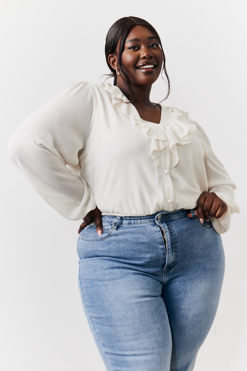 Button Front Frill Bodysuit