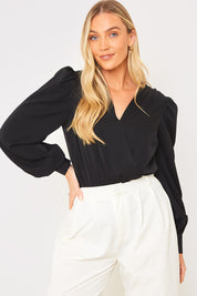 Woven Wrap Front Bodysuit