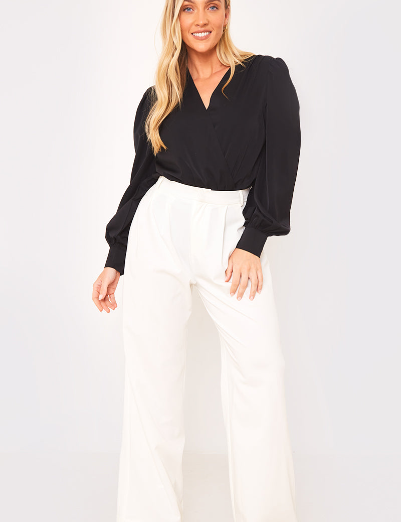 Woven Wrap Front Bodysuit