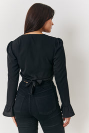 Cropped Wrap Blouse