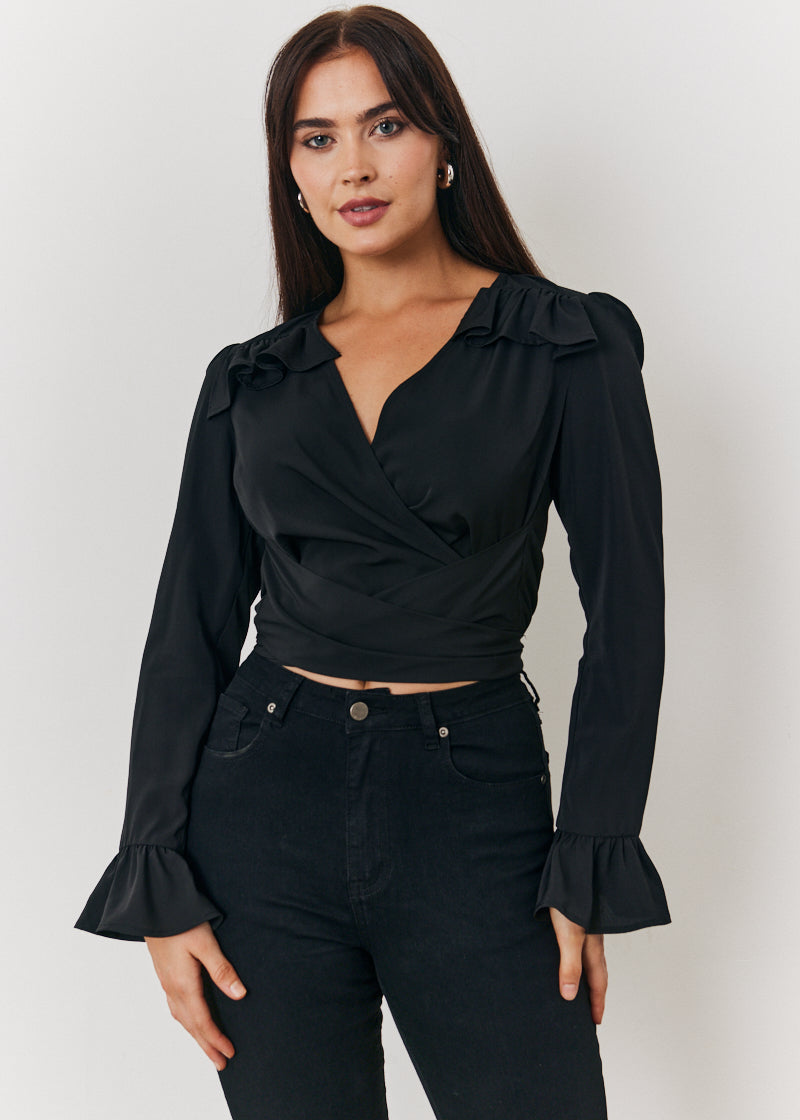Cropped Wrap Blouse