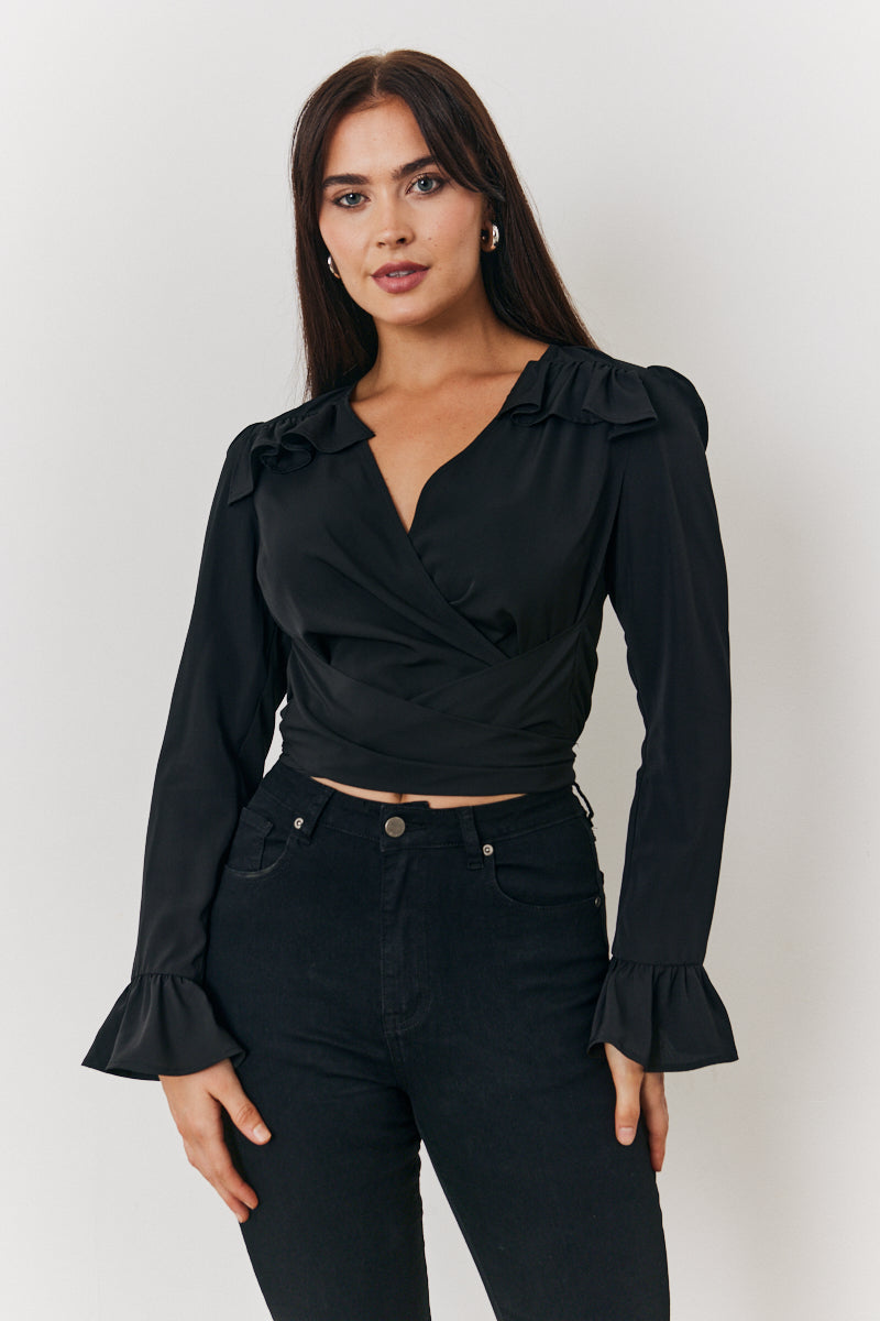 Cropped Wrap Blouse